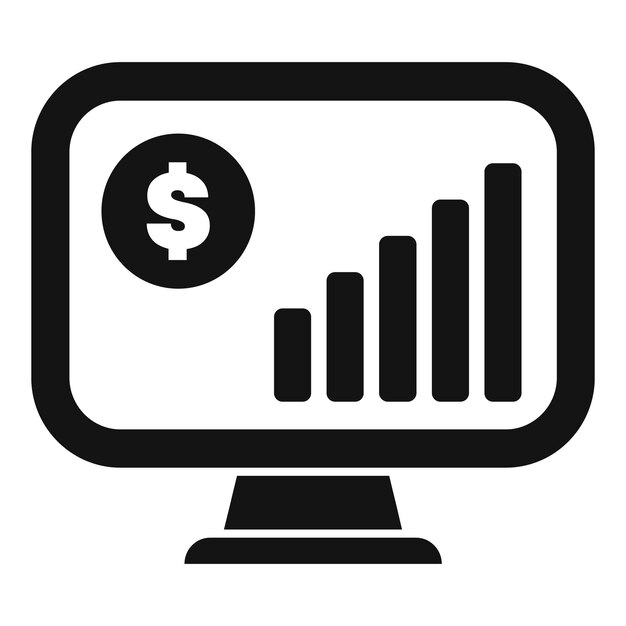Pantalla de computadora que muestra un gráfico financiero en crecimiento con el signo del dólar