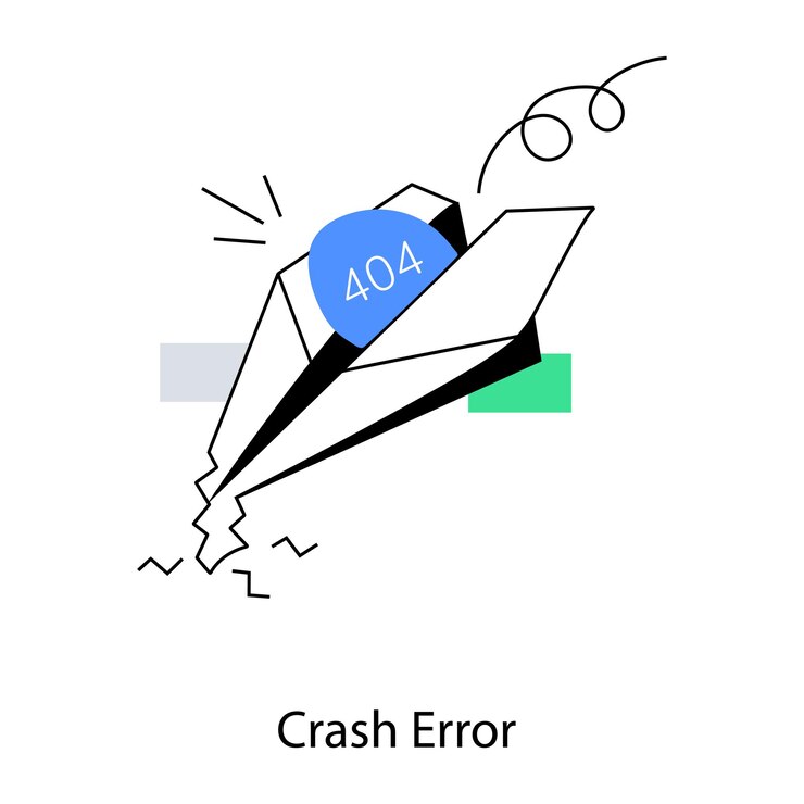 Vector una pantalla de computadora rota con una pantalla rota que dice error de bloqueo.