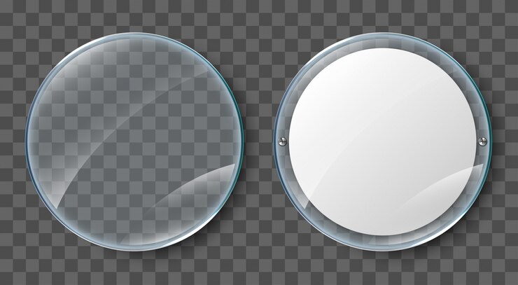 Vector pantalla de cristal. cartel en blanco en marco de cristal realista aislado sobre fondo transparente. cartel de acrílico de pared transparente