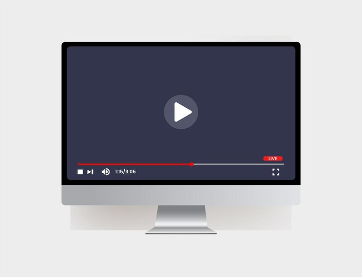 Vector una pantalla con un fondo azul y una pantalla negra que dice video