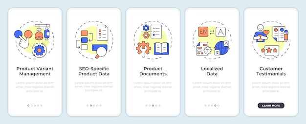 Pantalla de información clave sobre el producto para la incorporación de la aplicación móvil