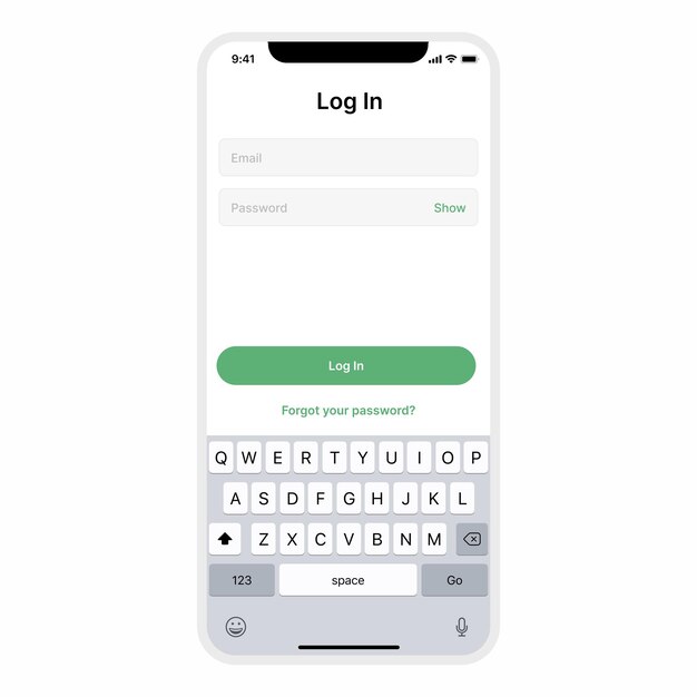 Pantalla de inicio de sesión de la aplicación móvil