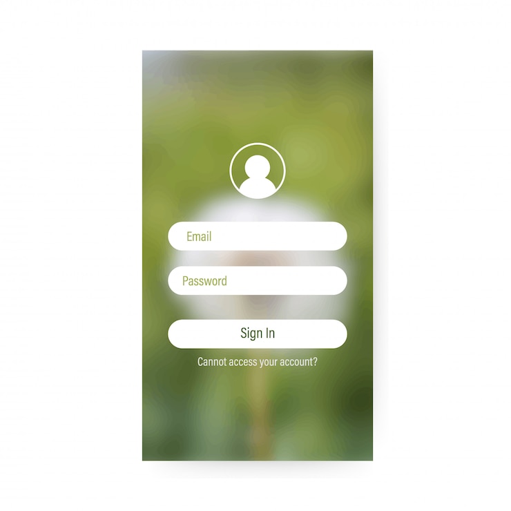 Vector pantalla de inicio de sesión de la aplicación