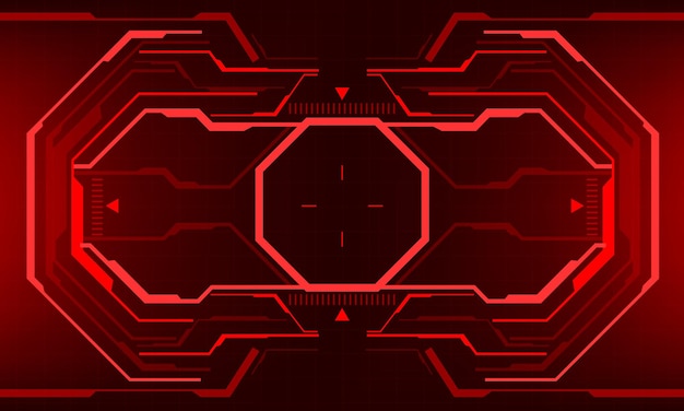 Pantalla de interfaz de ciencia ficción HUD octágono rojo diseño geométrico tecnología futurista virtual pantalla vectorial