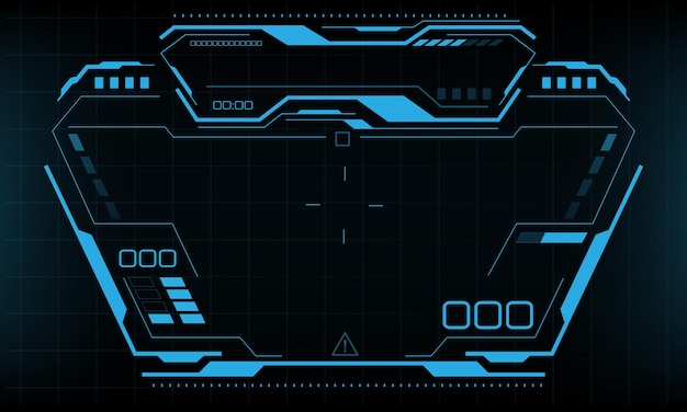 Pantalla de interfaz de ciencia ficción de HUD tablero de instrumentos azul diseño de vista digital vector de pantalla de tecnología futurista