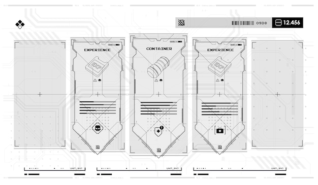 pantalla de juego ui tecnología digital abstracta UI UX futurista HUD FUI interfaz virtual