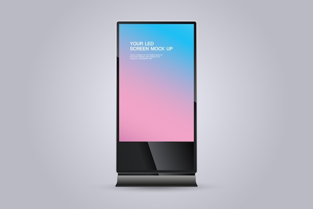 Una pantalla LED para la maqueta de soporte de señalización digital Una maqueta de pantalla LED de tecnología sobre fondo blanco