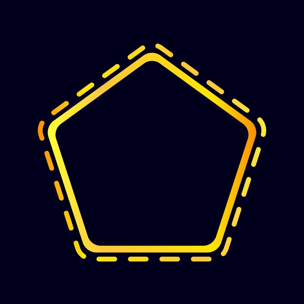Pantalla de marco de oro de lujo del Pentágono aislada en fondo oscuro Ilustración vectorial