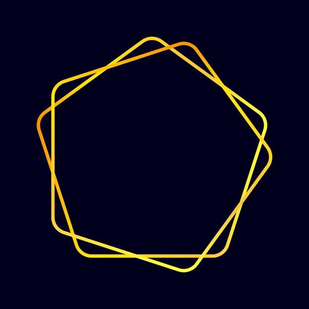 Pantalla de marco de oro de lujo del Pentágono aislada sobre un fondo azul oscuro Ilustración vectorial