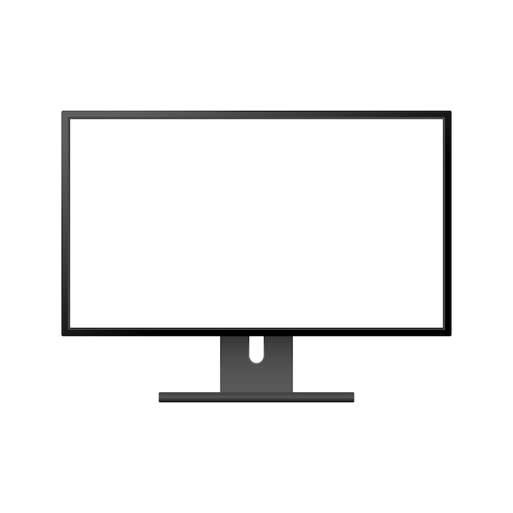 Vector pantalla de monitor de computadora led con pantalla blanca en blanco aislada sobre fondo blanco