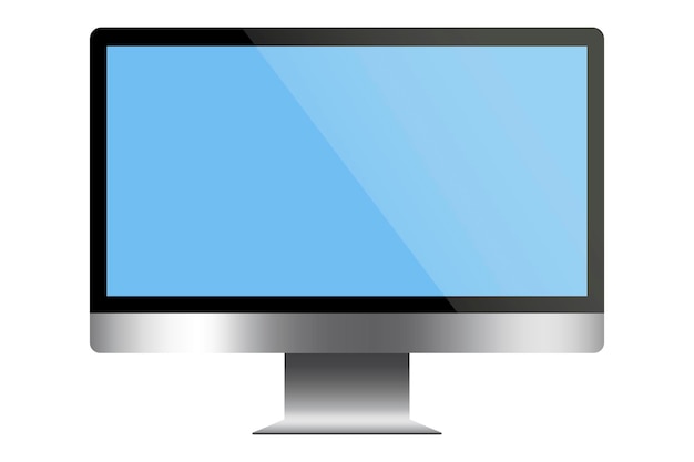 Pantalla del monitor de la computadora monitor plano aislado pantalla lcd con escritorio azul pantalla grande realista imagen vectorial