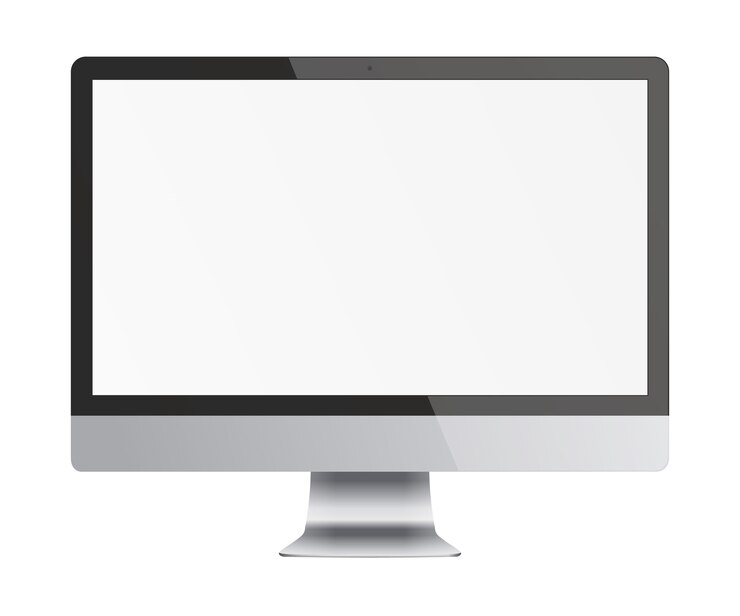 Vector pantalla de monitor de computadora con pantalla en blanco aislada sobre fondo blanco. vista frontal.