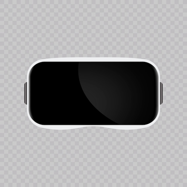 Pantalla montada en la cabeza óptica vectorial o vista frontal de gafas de realidad virtual aislada en el fondo