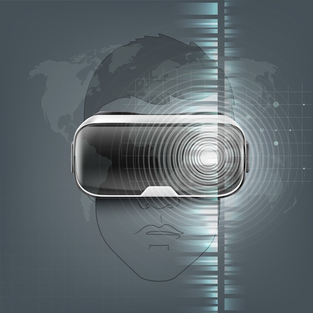 Vector pantalla óptica montada en la cabeza o gafas de realidad virtual