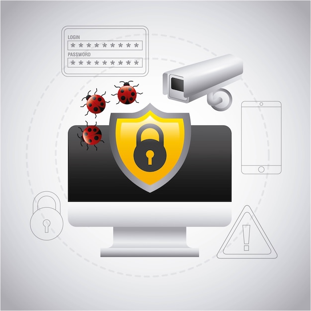 Pantalla del ordenador escudo protección cámara de virus de seguridad