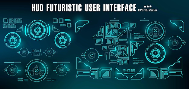 Pantalla de panel de interfaz de usuario verde futurista de HUD pantalla de tecnología de realidad virtual