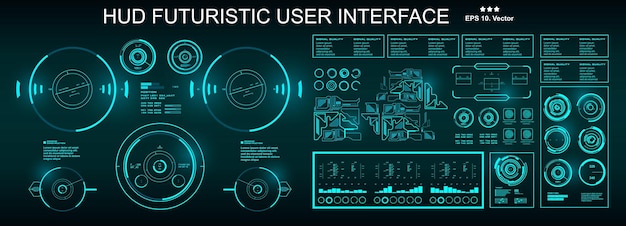 Pantalla de panel de interfaz de usuario verde futurista de hud pantalla de tecnología de realidad virtual