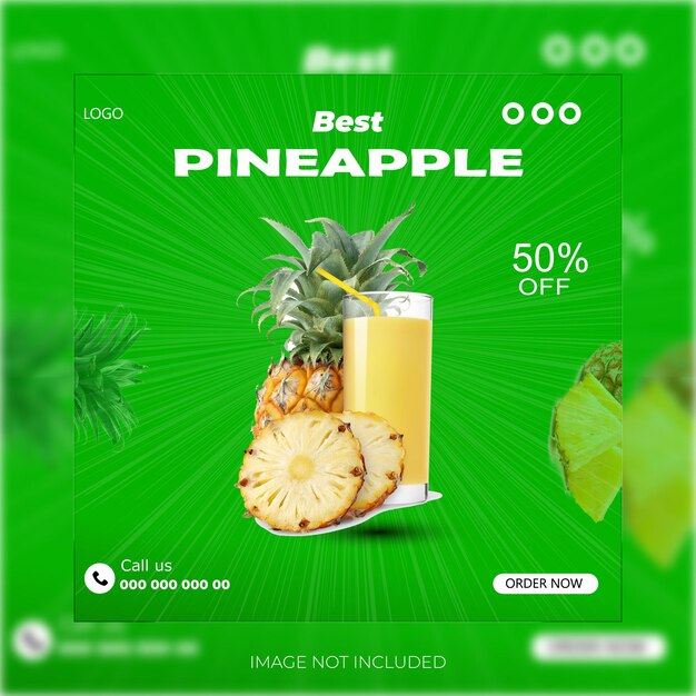 una pantalla con una piña en ella y un fondo verde