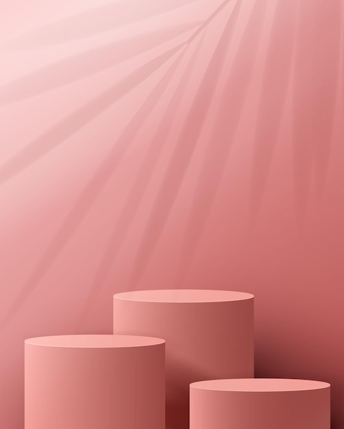 Pantalla de podio mínima y premium de fondo rosa claro cosmético para el producto.