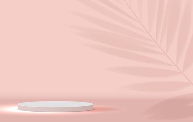 Pantalla de podio mínima y premium de fondo rosa pastel cosmético.