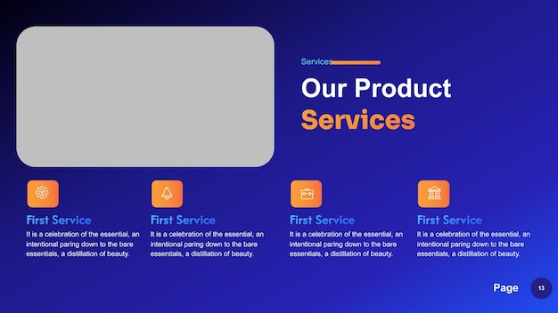 una pantalla que dice nuestros productos de nuestra compañía