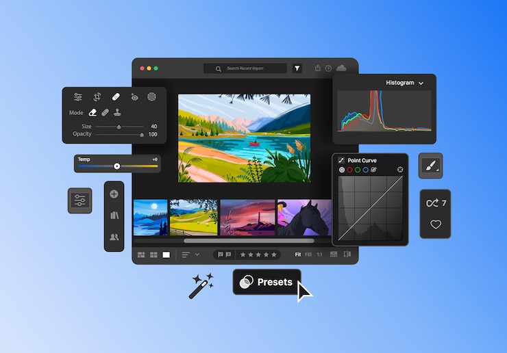 Vector una pantalla que dice 'presets' en ella