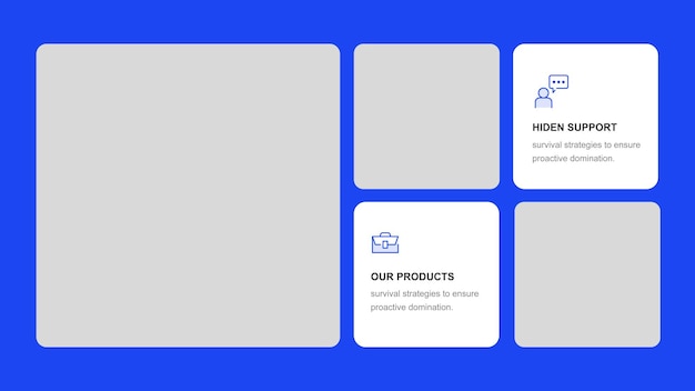 una pantalla que tiene un logotipo que dice nuestros productos en el medio