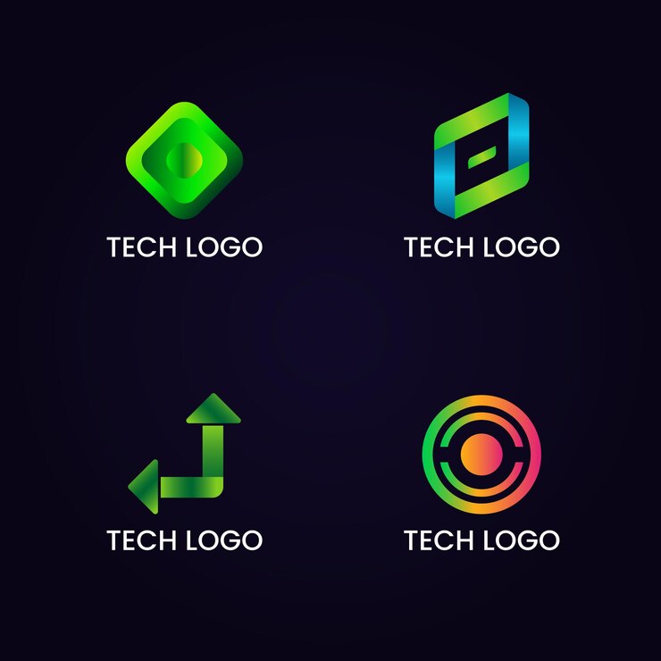 Vector una pantalla que tiene el logotipo tecnológico de la empresa de tecnología