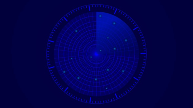 Pantalla de radar de tecnología digital en el escaneo de fondo de ilustración de vector de información diferente