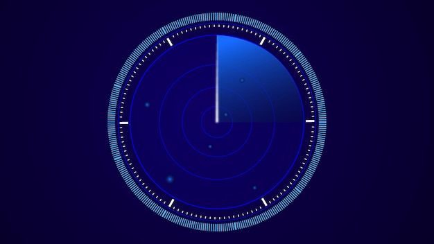 Pantalla de radar de tecnología digital en el escaneo de fondo de ilustración de vector de información diferente