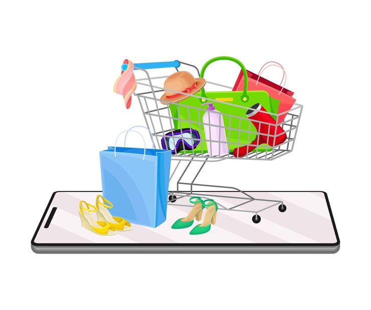 Vector pantalla de tableta con aplicación de tienda en línea y prendas de vestir en ilustración vectorial del carrito de compras