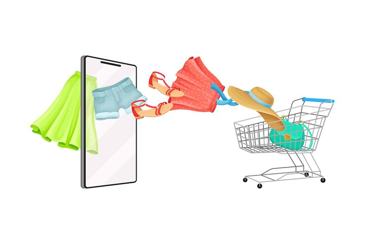 Vector pantalla de tableta con aplicación de tienda en línea y prendas de vestir en ilustración vectorial del carrito de compras