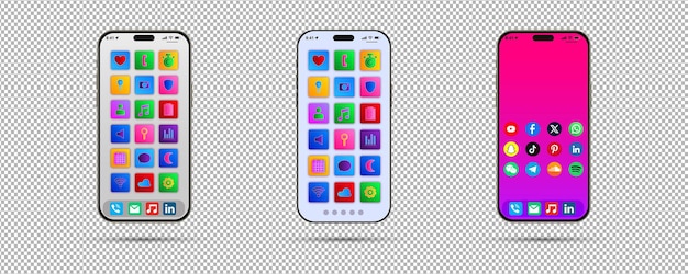 pantalla del teléfono con aplicación en un fondo transparente