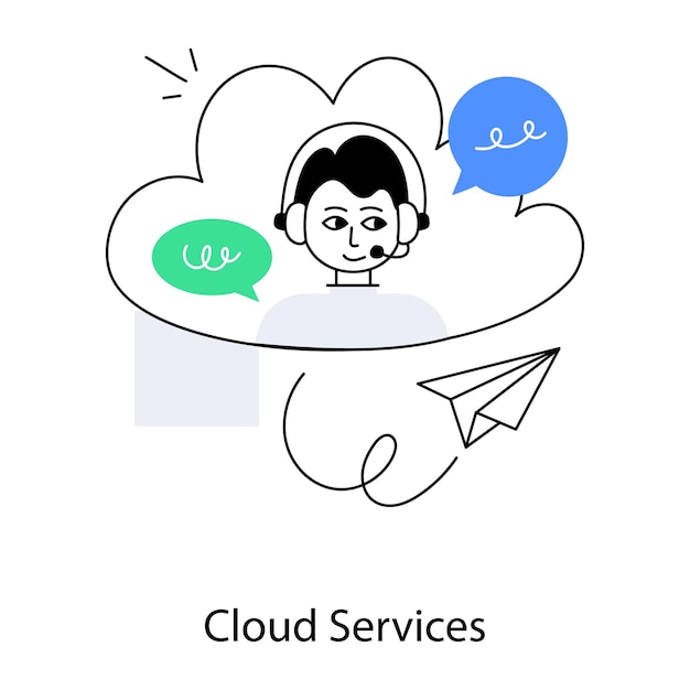 Una pantalla de teléfono con un hombre hablando en un auricular con las palabras servicios en la nube.
