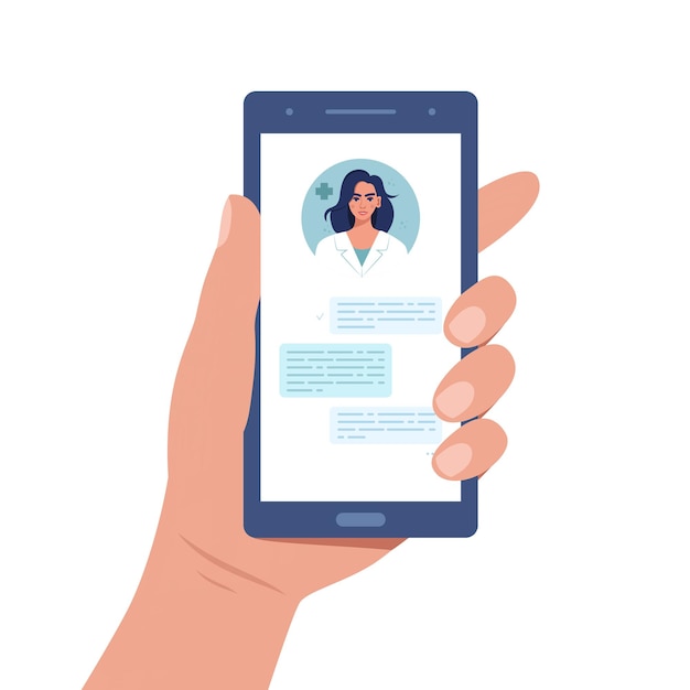 Pantalla de teléfono inteligente con terapeuta femenina Video Chat consulta en línea
