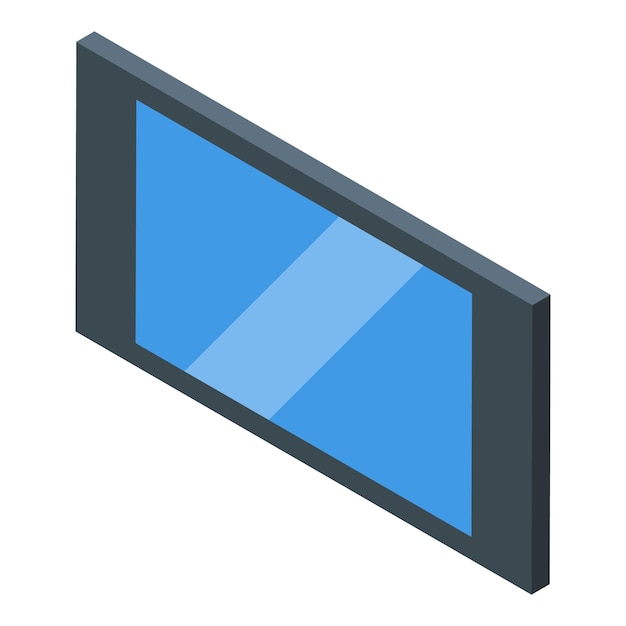 Pantalla de televisión digital moderna que muestra una imagen azul en vista isométrica