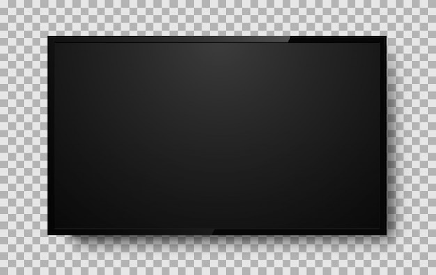 Vector pantalla de televisión realista en el fondo. tv, pantalla lcd moderna en blanco, led