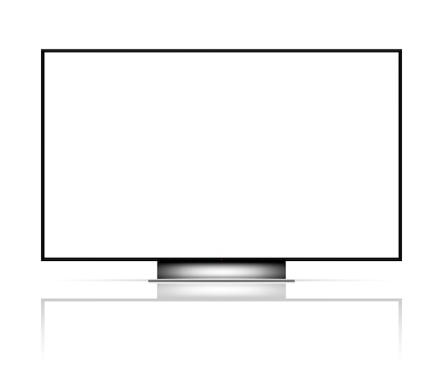 Pantalla de televisión realista plantilla de televisión en blanco con reflejo