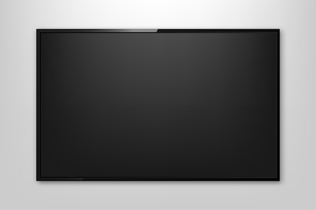 Vector pantalla de tv realista maqueta de pantalla de tv moderno y elegante panel lcd pantalla de monitoreo televisión en blanco