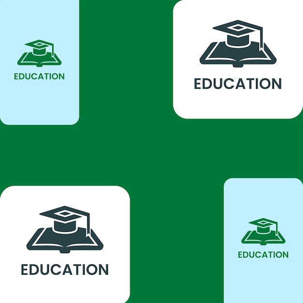 una pantalla verde con una tarjeta azul y blanca que dice educación