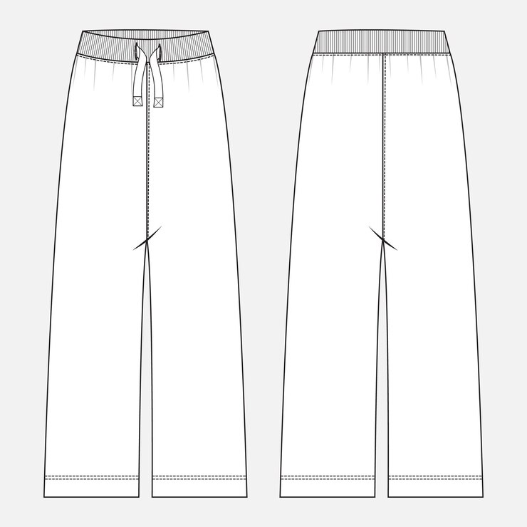 Pantalón pantalón dibujo técnico moda boceto plano plantilla de ilustración vectorial para damas