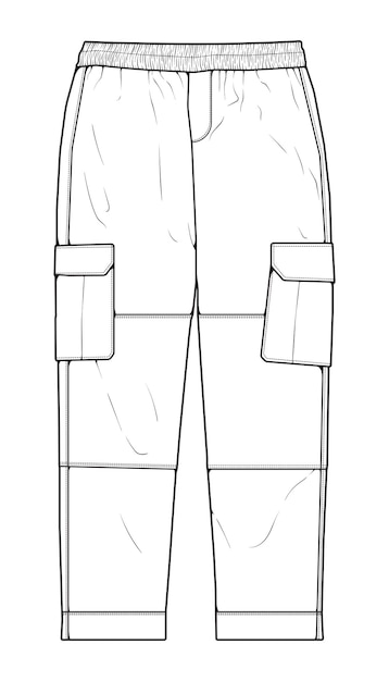 Los pantalones cargo de los hombres describen la plantilla vectorial Los pantalones cargo de los hombres en un estilo de boceto