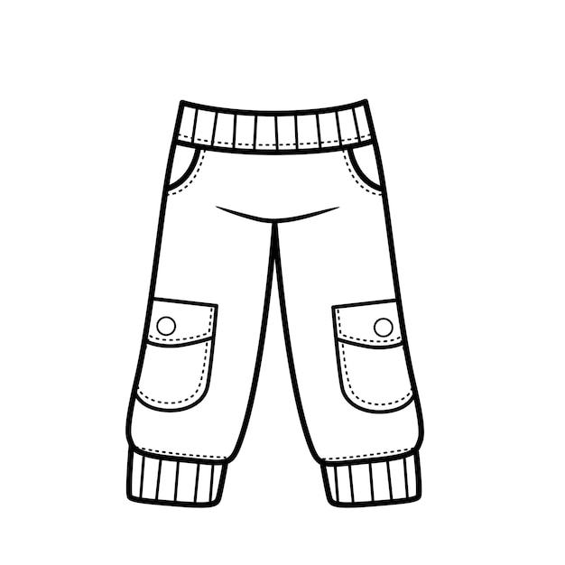 Pantalones de chándal con contorno de bolsillos de parche para colorear sobre un fondo blanco