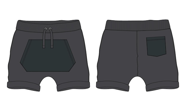 Pantalones de chándal dibujo técnico moda dibujo plano vector ilustración plantilla para niños