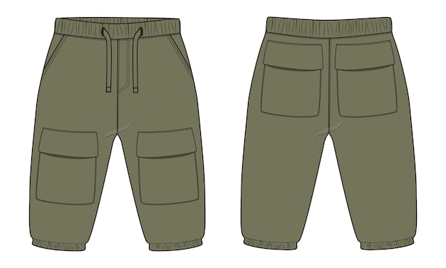 Pantalones de chándal para niños ilustración vectorial plantilla de color verde aislada sobre fondo blanco