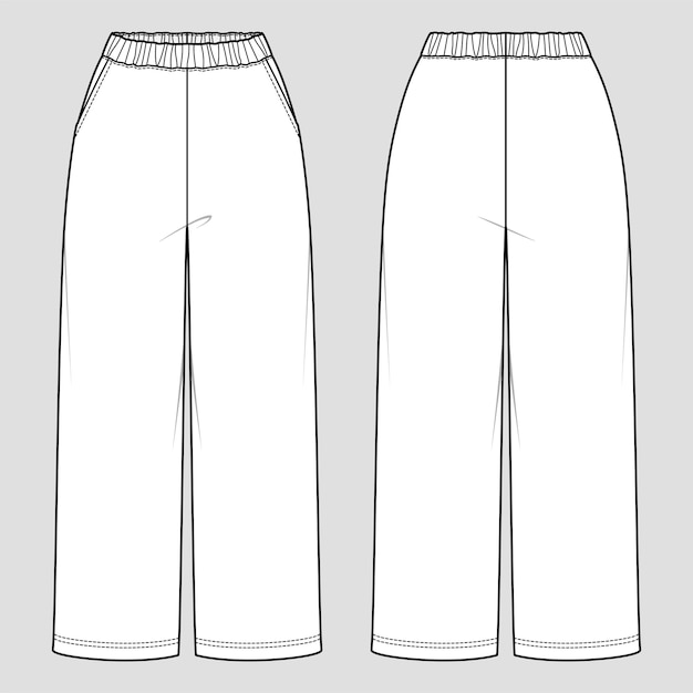 Vector pantalones de cintura elástica de ajuste ancho