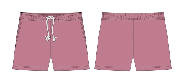 Pantalones cortos en blanco plantilla de diseño de boceto técnico color Pudra Pantalones cortos casuales con bolsillos y encaje