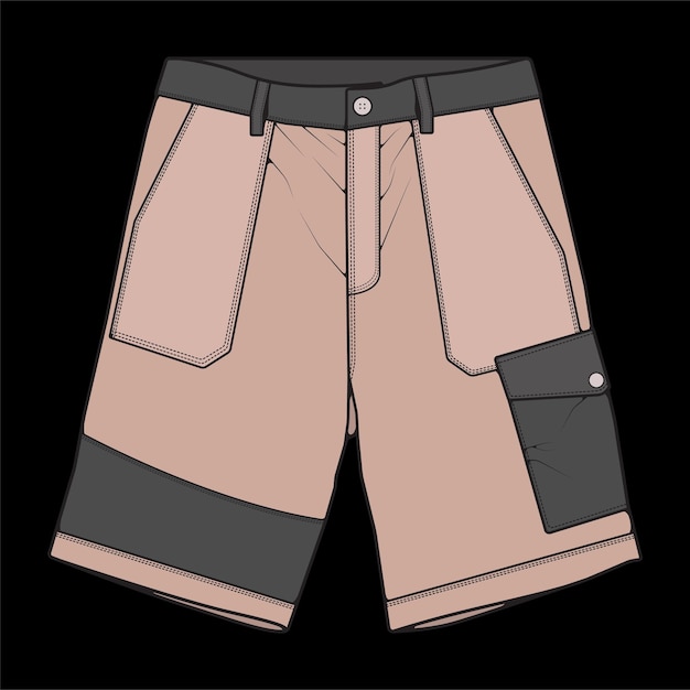 Pantalones cortos bloque de color dibujo vector pantalones cortos ilustración entrenadores plantilla vector ilustración