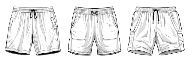 Pantalones cortos contorno de dibujo vectorial pantalones curtos en un boceto de estilo entrenadores contorno de plantilla