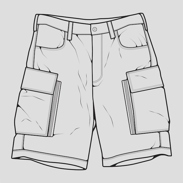 Pantalones cortos contorno de dibujo vectorial pantalones curtos en un boceto de estilo entrenadores contorno de plantilla